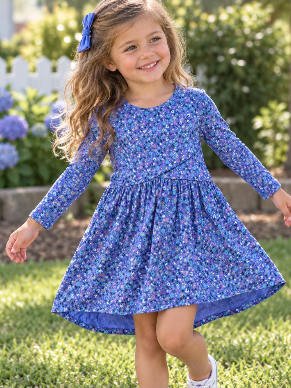 Tea Collection Blue and Purple Floral Knit Dress